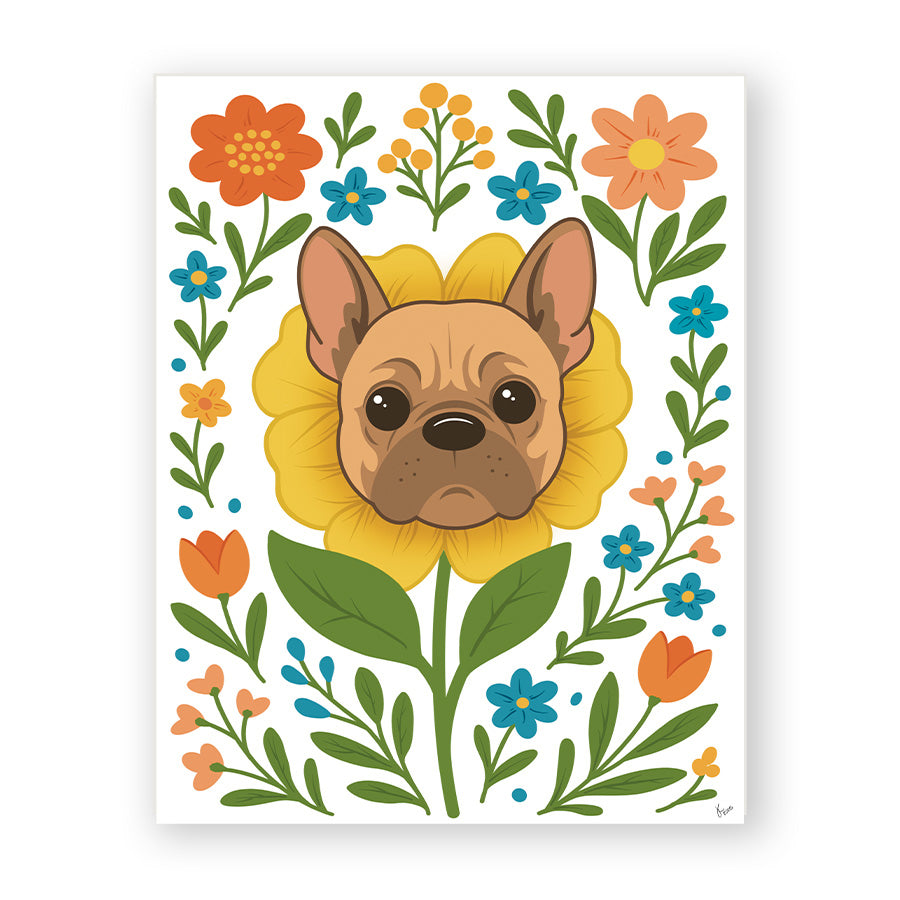 French Bulldog Floral 8x10 Art Print – Original Artwork, Premium Pet Lover Wall Décor Gift