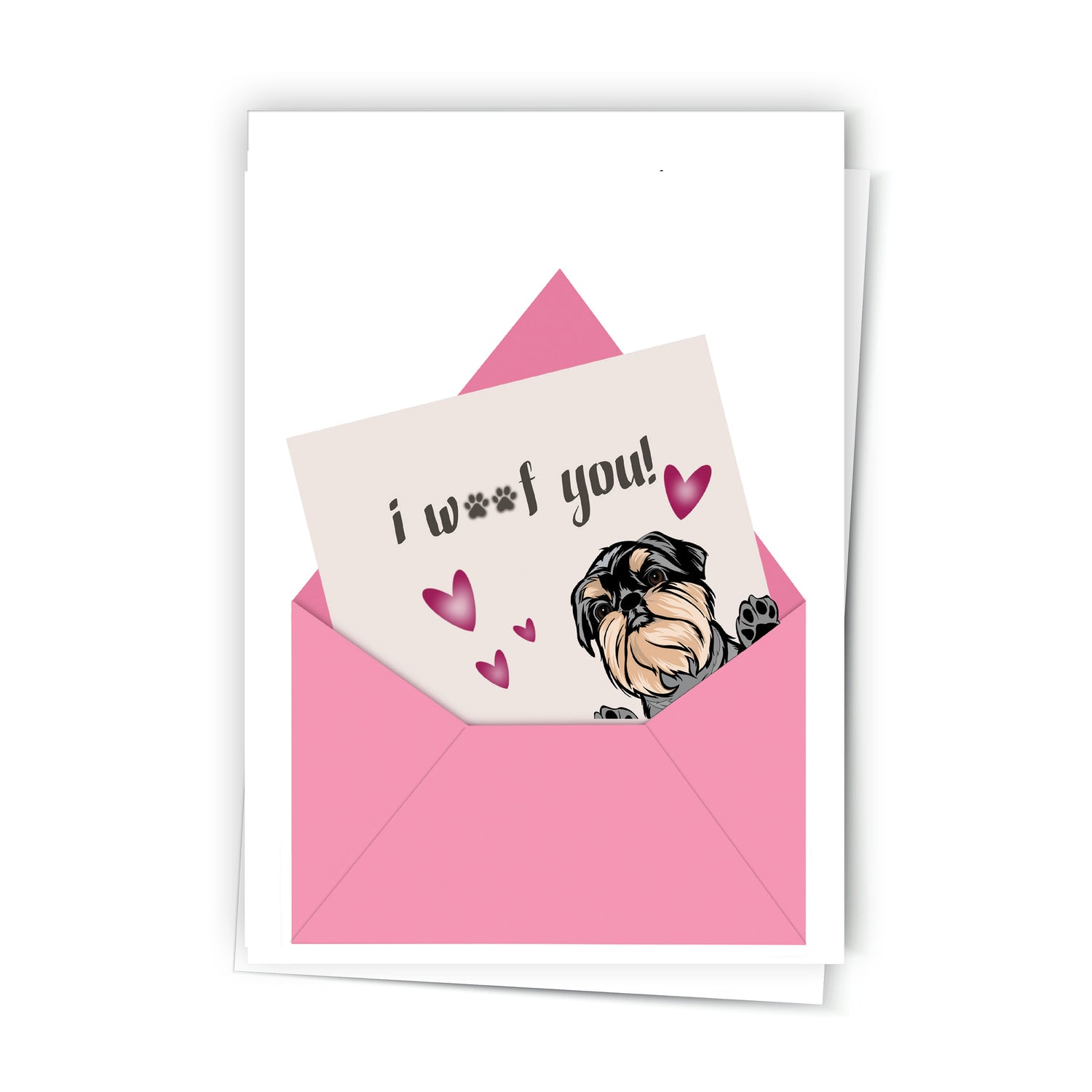 I Woof You Greeting Card - Blank Inside with Matching White Envelope - 4.25" x 5.5" Size