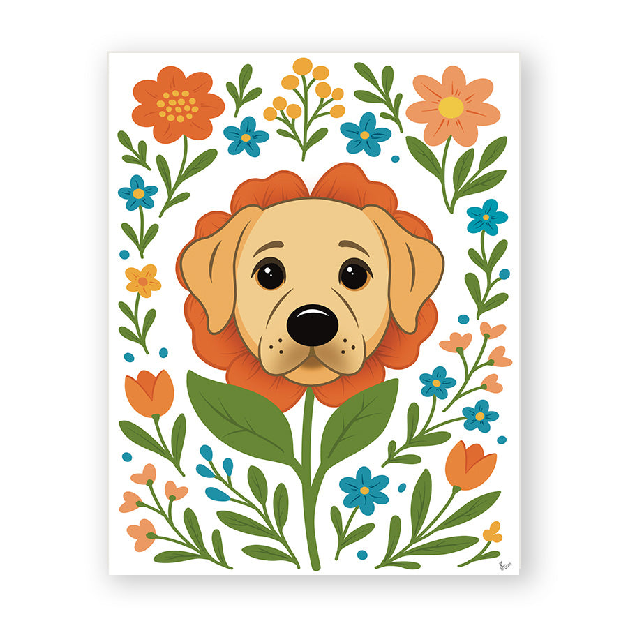 Labrador Retriever Floral 8x10 Art Print – Original Artwork, Premium Pet Lover Wall Décor Gift