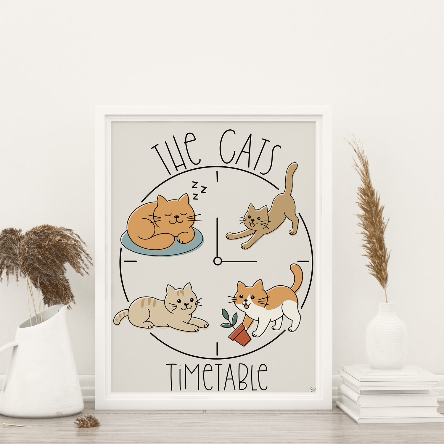 The Cats Timetable 8x10 Art Print – Original Artwork, Premium Pet Lover Wall Décor Gift
