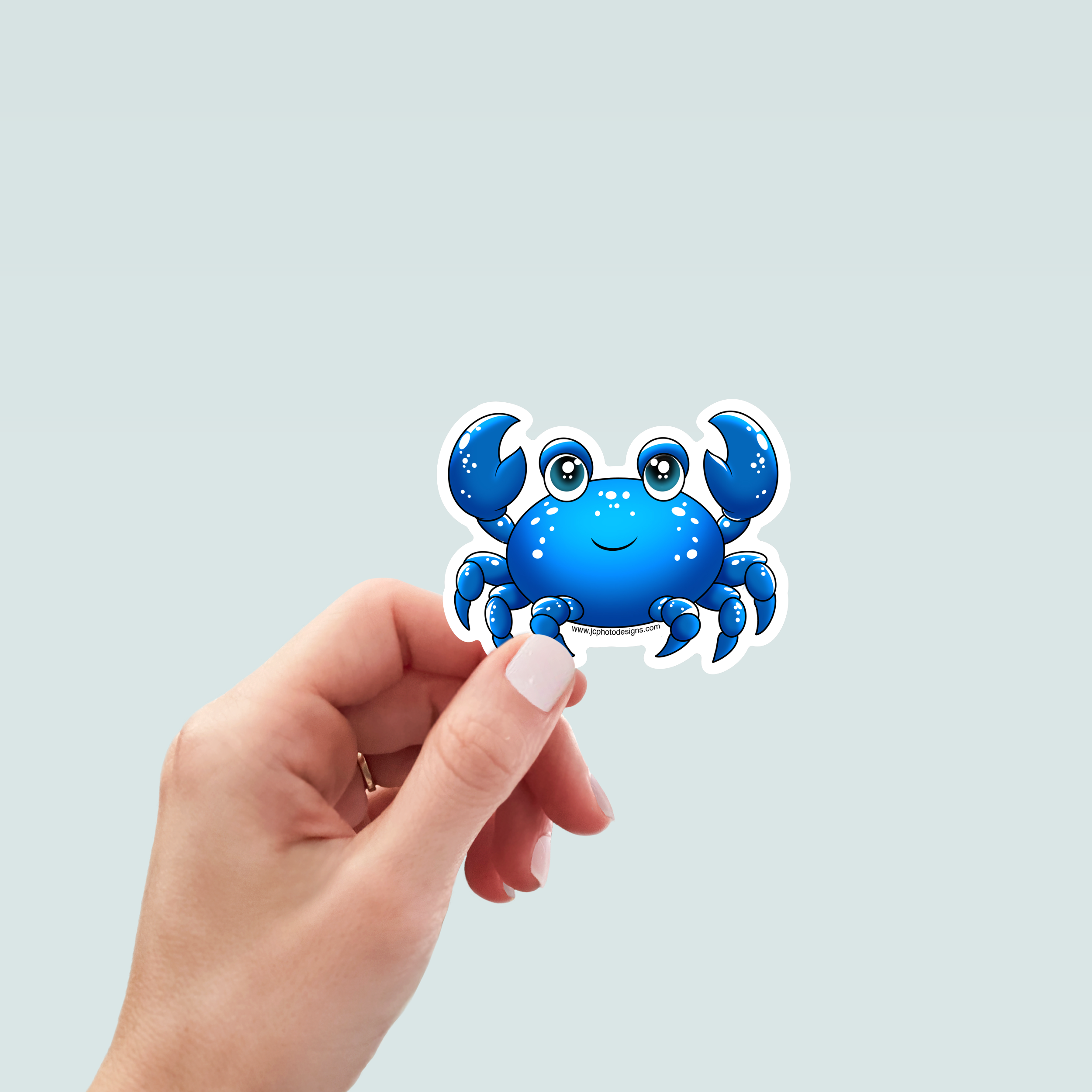 Blue Crab Sticker - Hand-Drawn Vinyl Decal