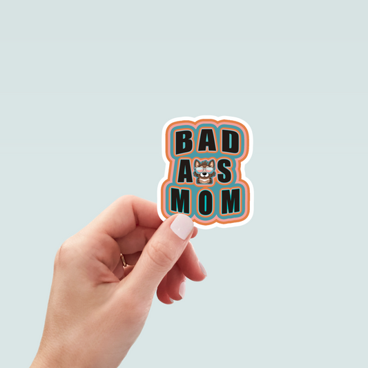 Bad Ass Dog Mom Art Decal Stickers, Funny Handmade Cute Gift for Pet Lover