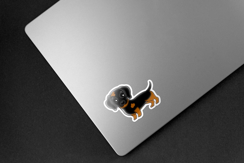 Black Tan Dachshund Dog Sticker - Hand-Drawn Vinyl Decal