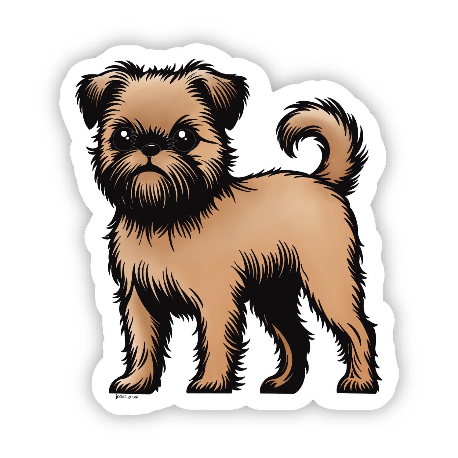 Red Rough Brussels Griffon Dog Sticker - Vinyl Die Cut Waterproof 3 Inch