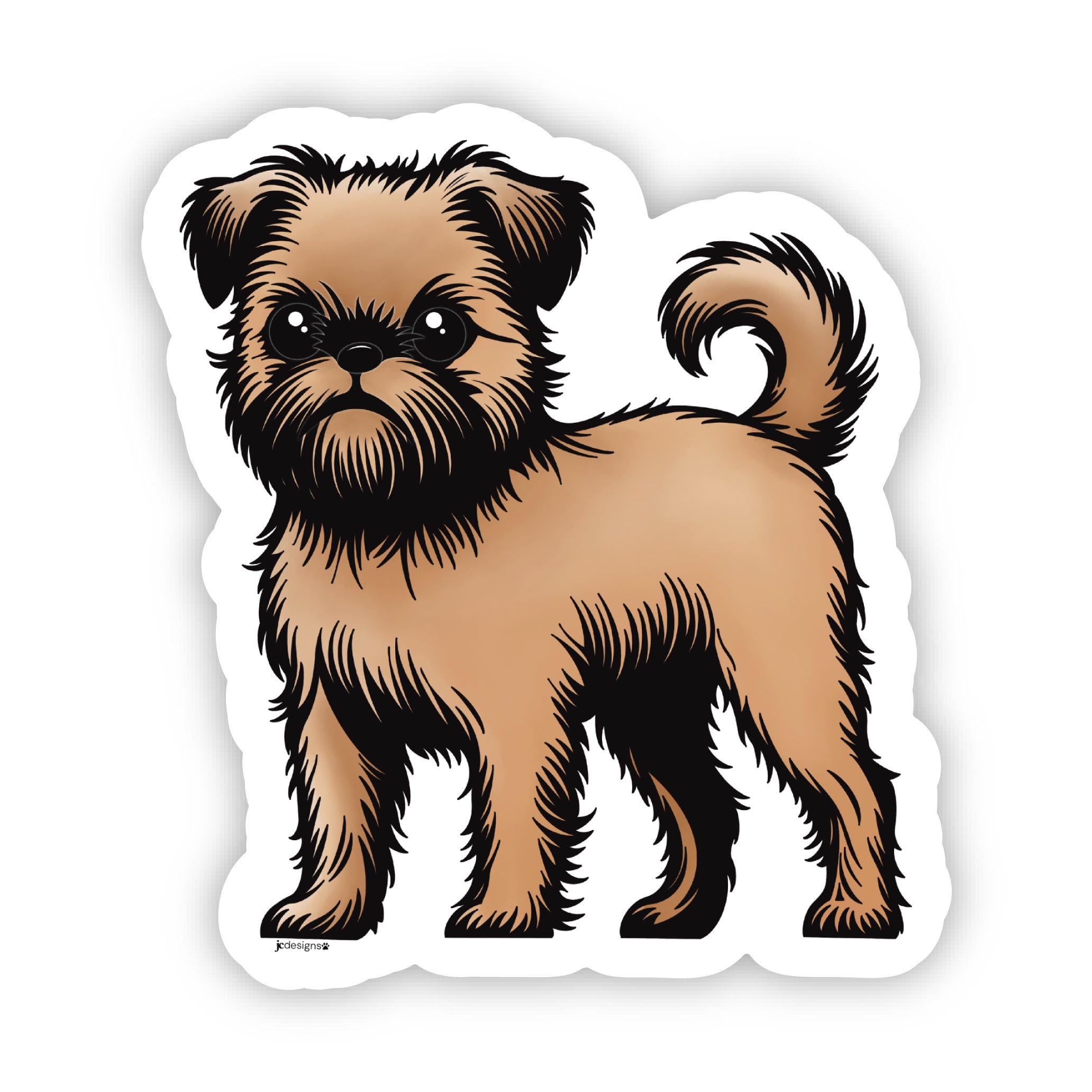 Red Rough Brussels Griffon Sticker - Hand-Drawn Vinyl Decal