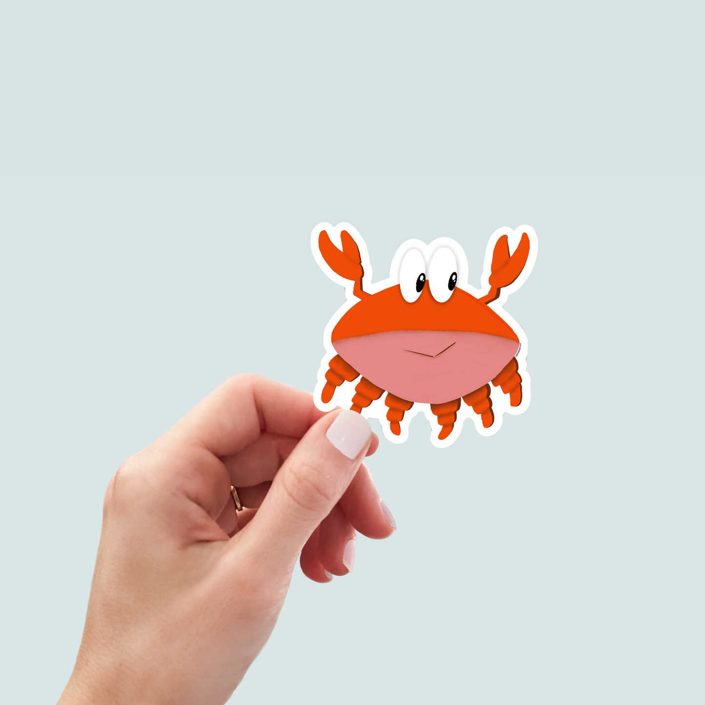 Playful Crab Art Decal Stickers, Funny Handmade Cute Gift