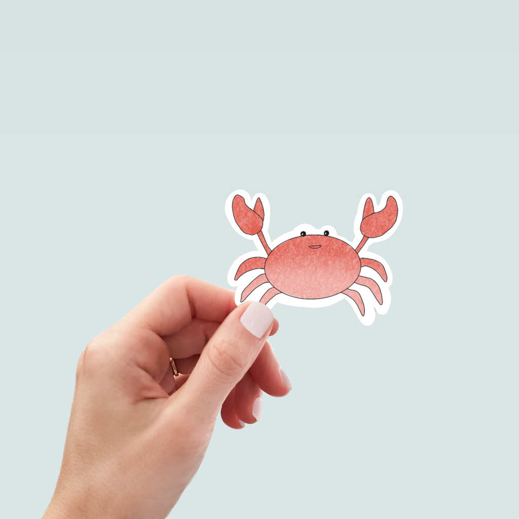 Watercolor Red Crab Sticker - Hand-Drawn Vinyl Decal