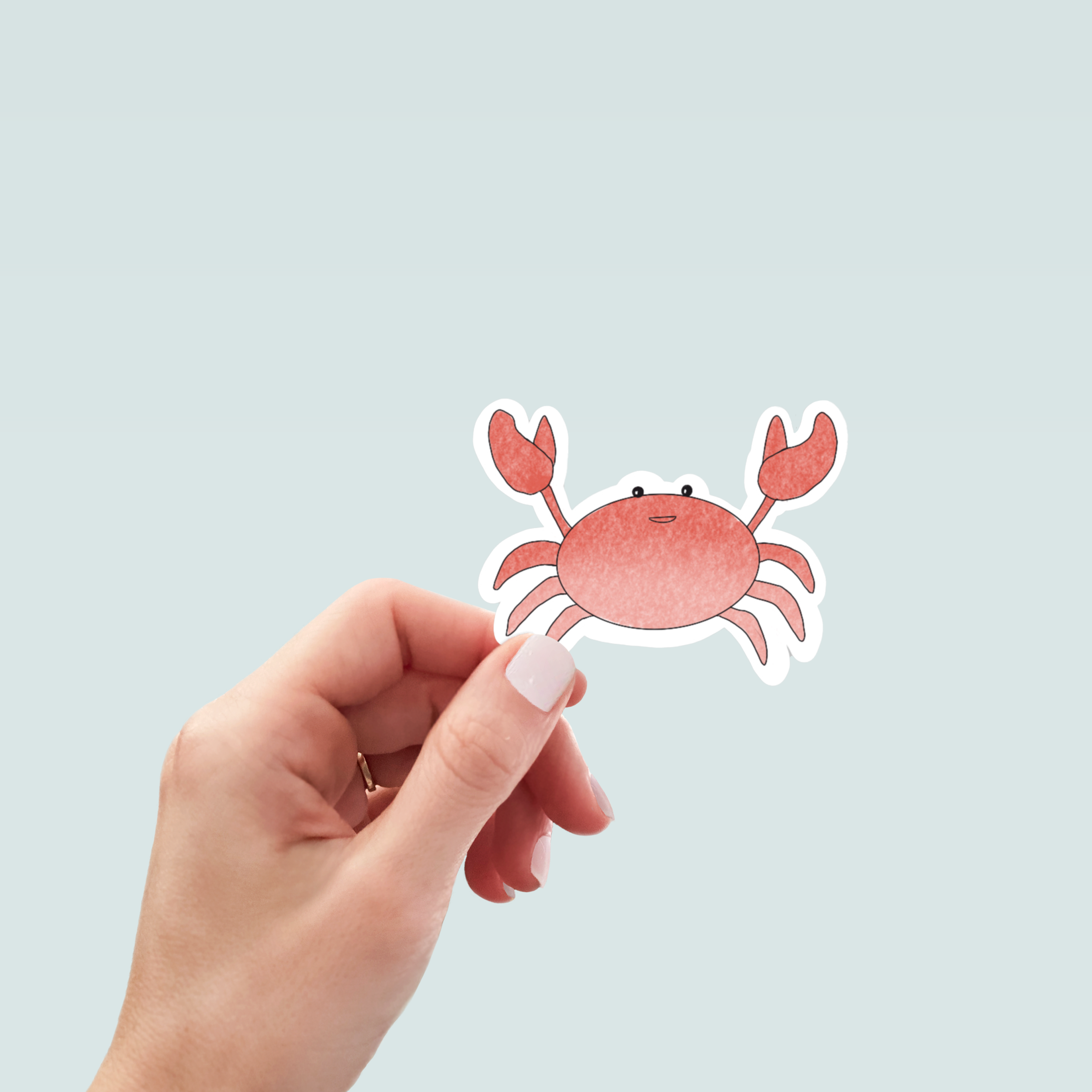 Watercolor Red Crab Sticker - Hand-Drawn Vinyl Decal