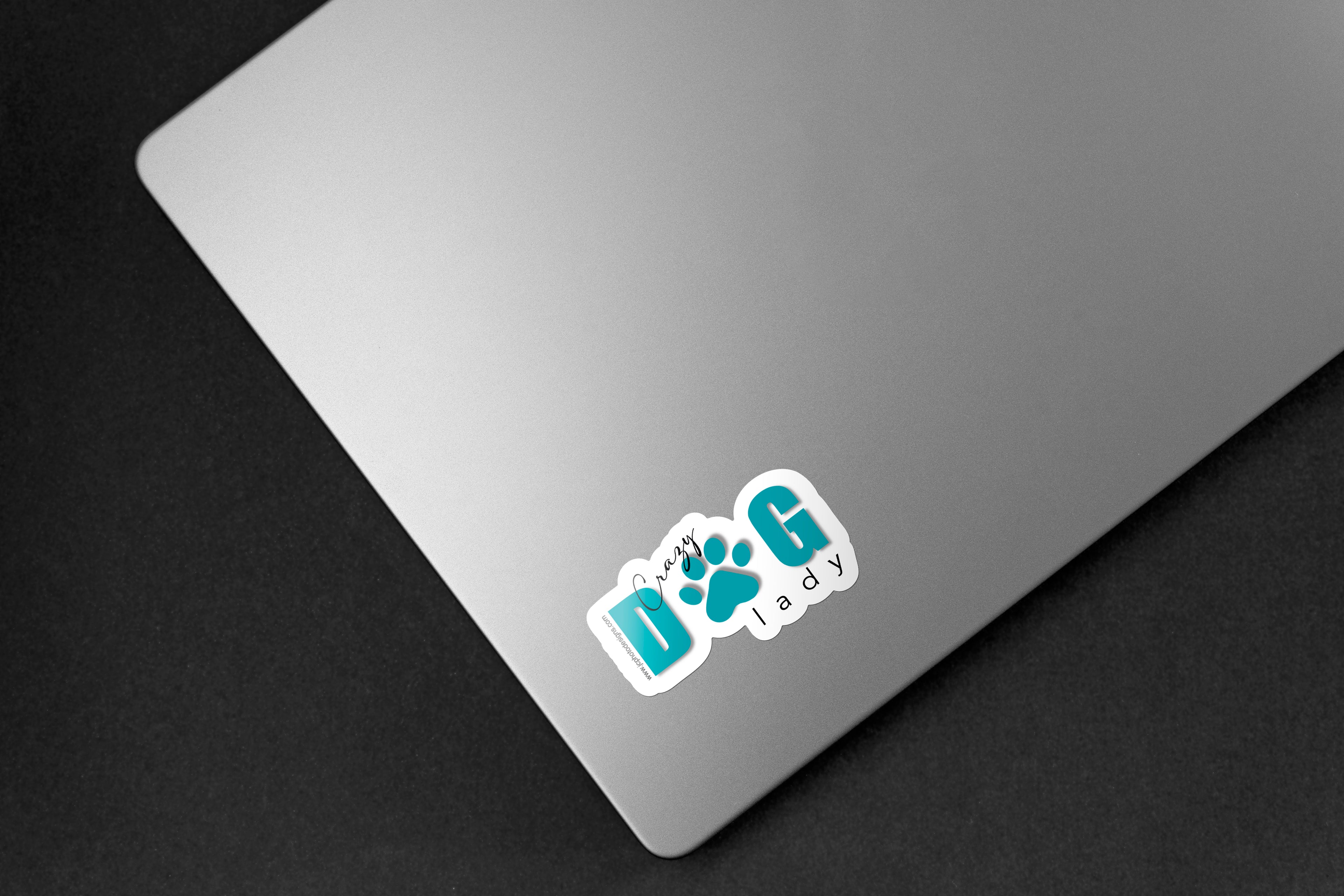 Crazy dog lady sticker waterproof vinyl decal on laptop
