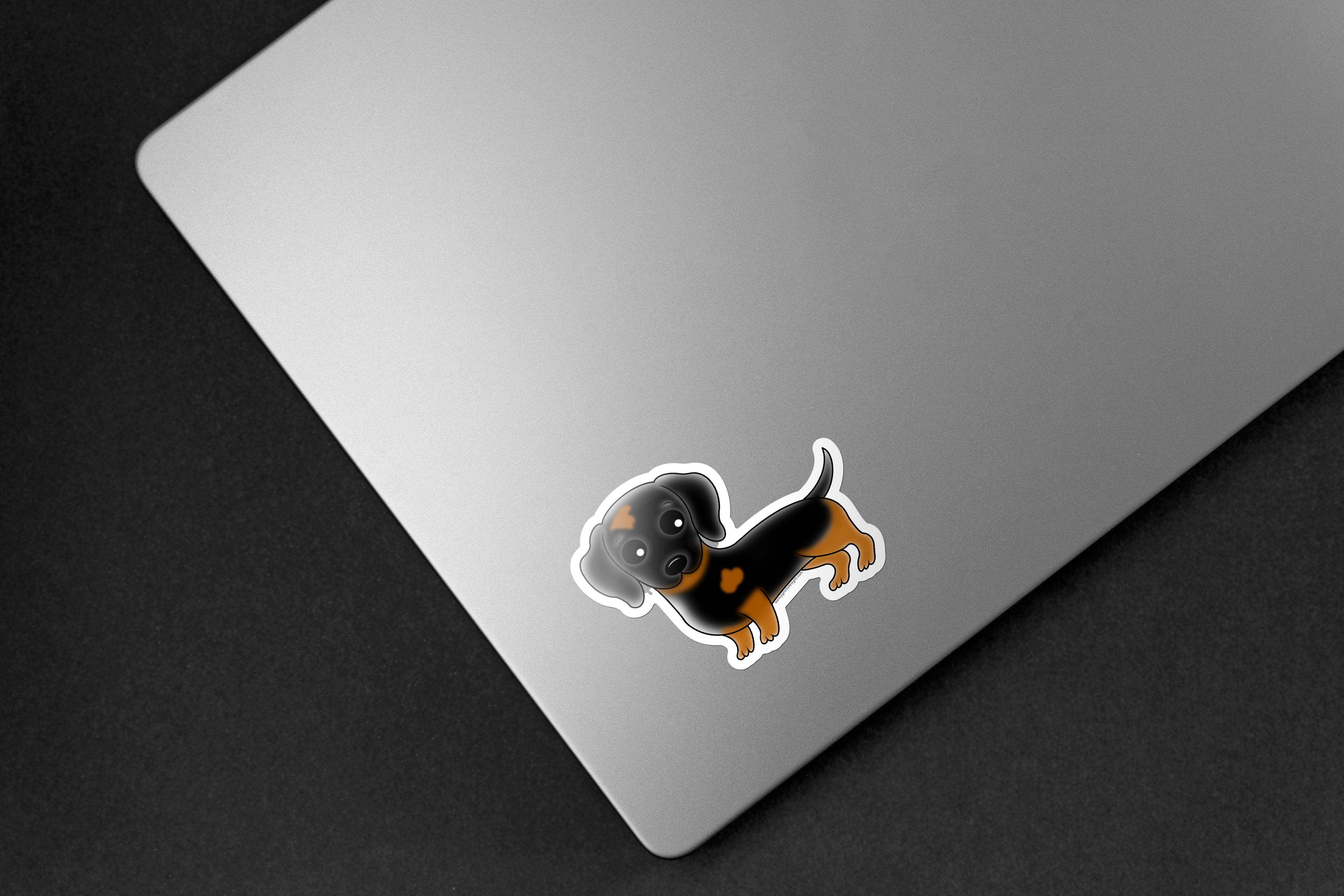 Black Tan Dachshund Dog Sticker - Hand-Drawn Vinyl Decal