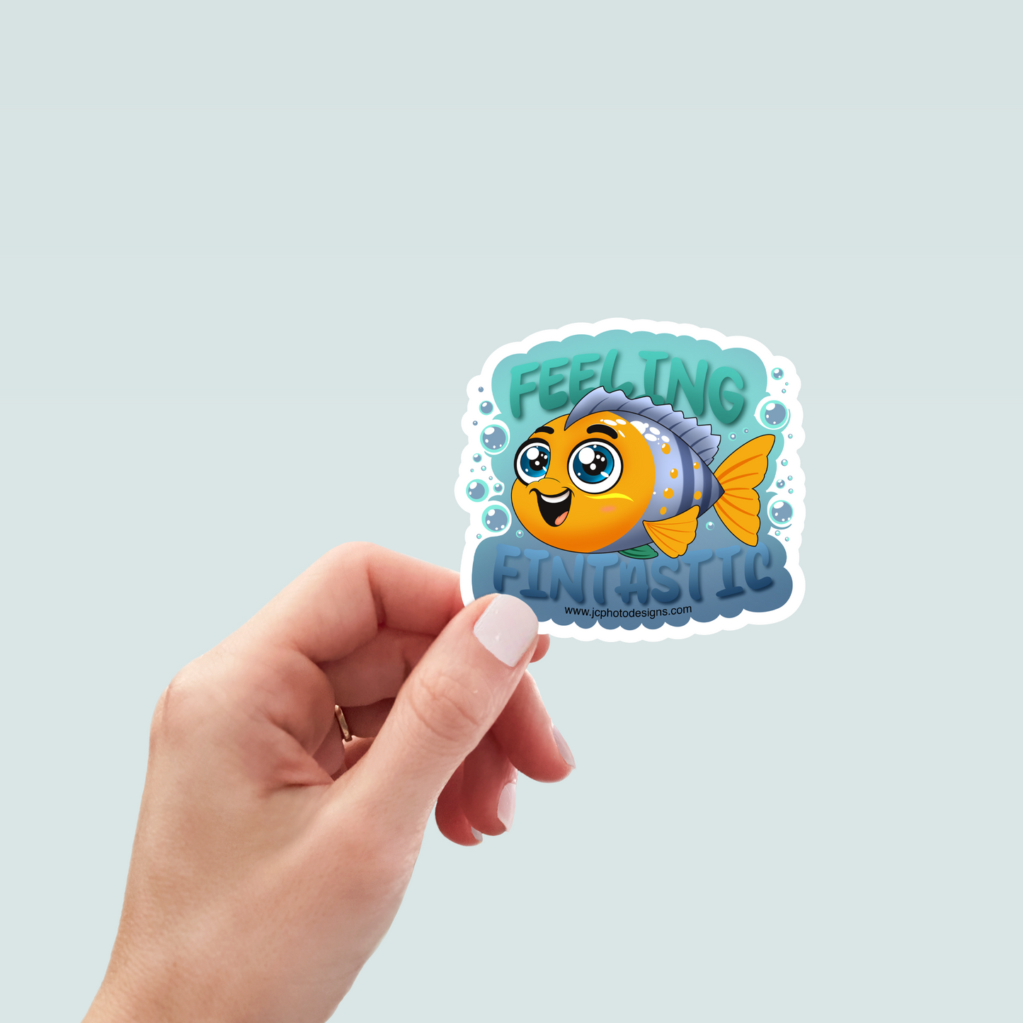 Feeling Fintastic Fish Art Decal Stickers, Funny Handmade Cute Gift