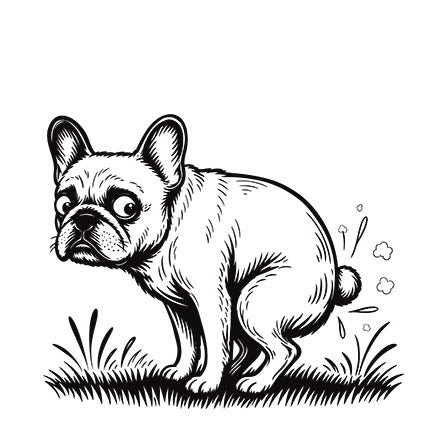 French bulldog pooping black and white art print