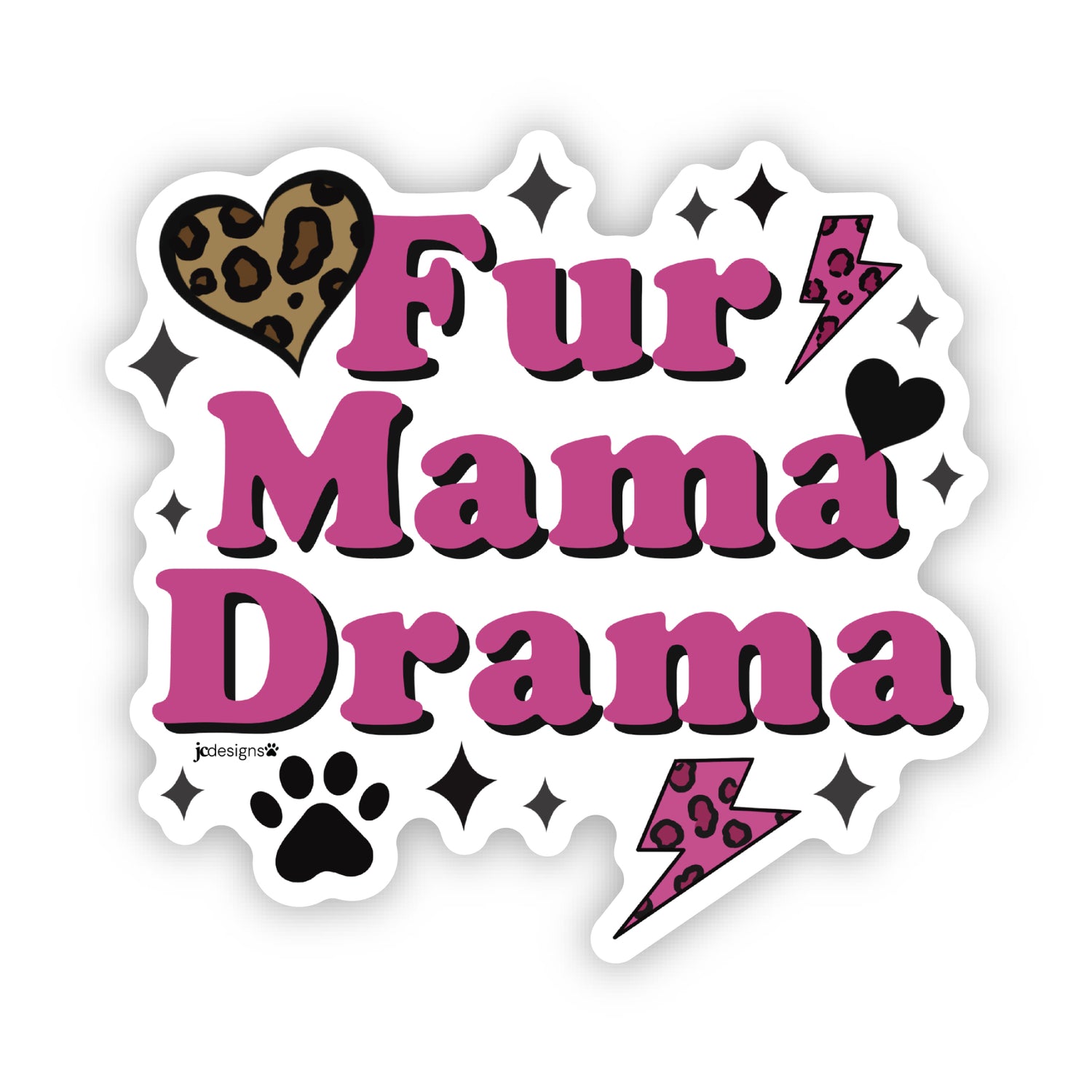 Fur Mama Drama Dog Art Sticker, Hand Drawn Vinyl Decal for Pet Lovers