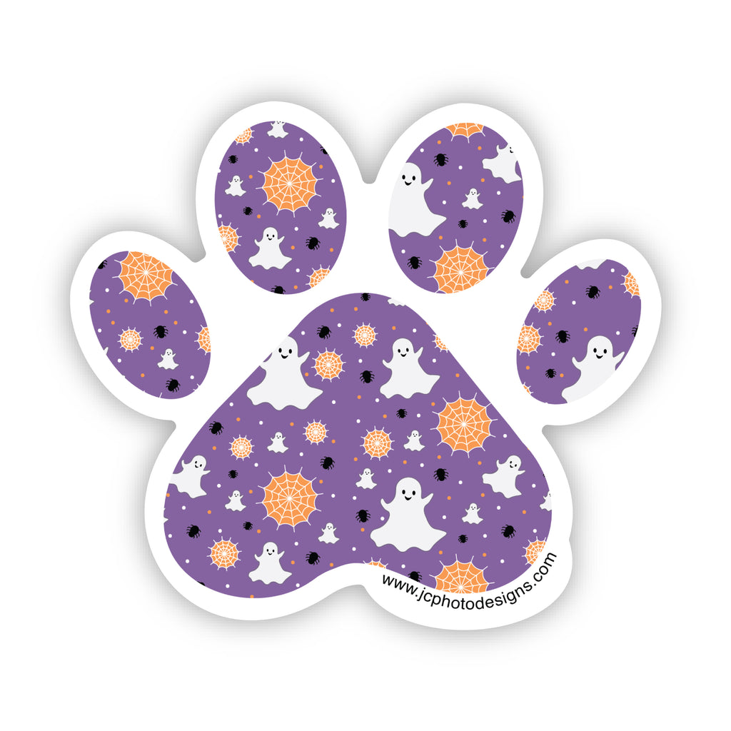 Halloween Paw  Ghost & Spider Sticker - Hand-Drawn Vinyl Decal