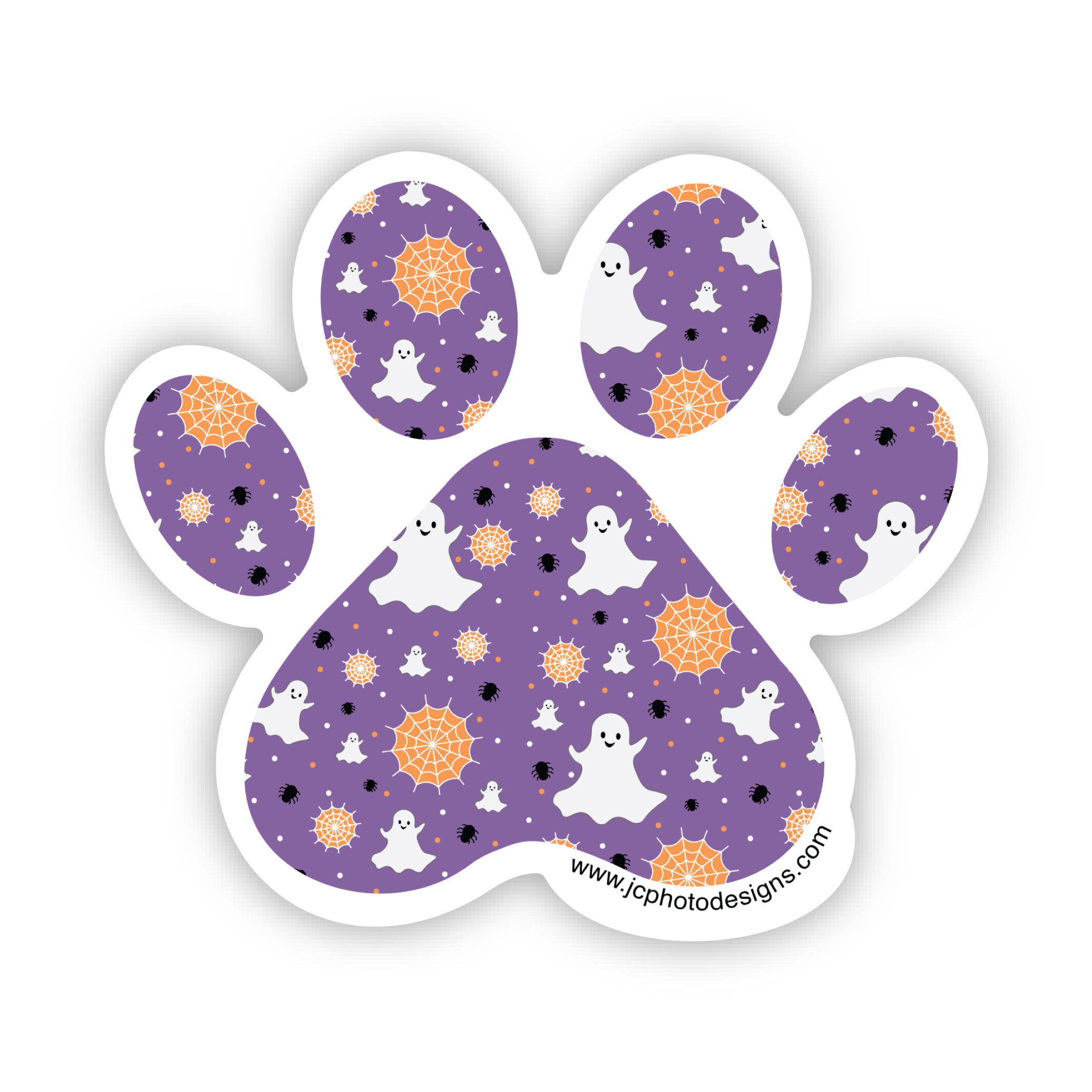 Halloween Paw  Ghost & Spider Sticker - Hand-Drawn Vinyl Decal