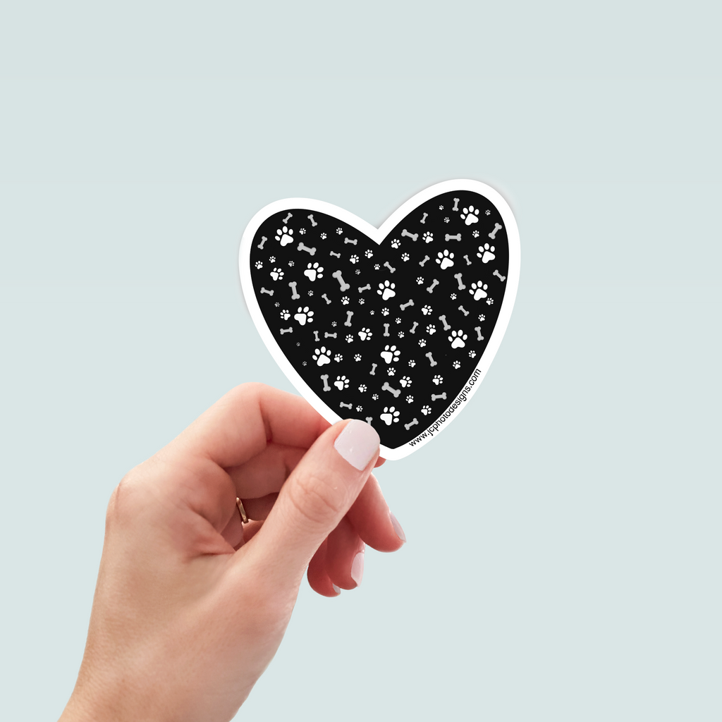 Black Heart Dog Sticker - Hand-Drawn Vinyl Decal