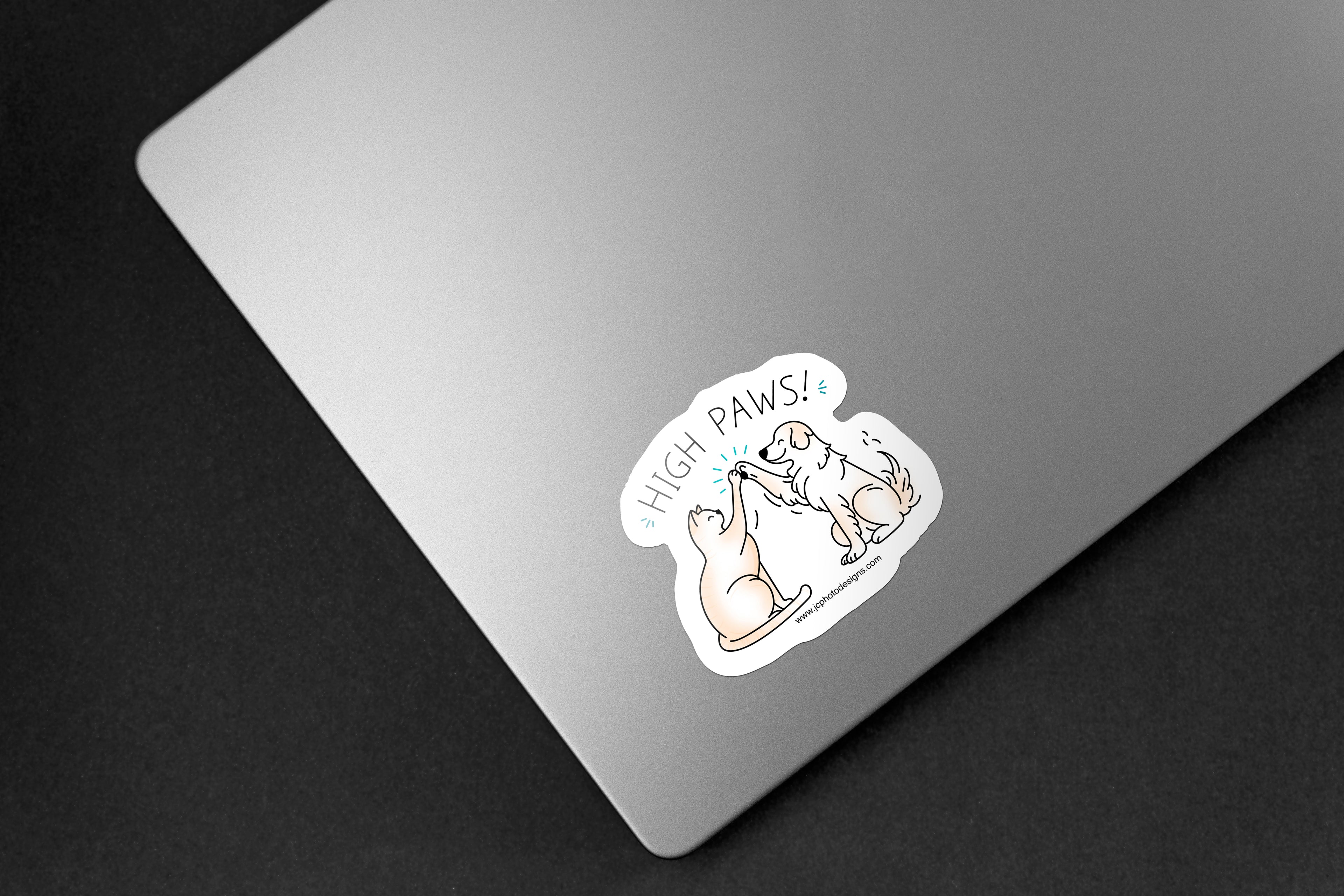 Dog Cat High Paws Sticker - Hand-Drawn Vinyl Decal