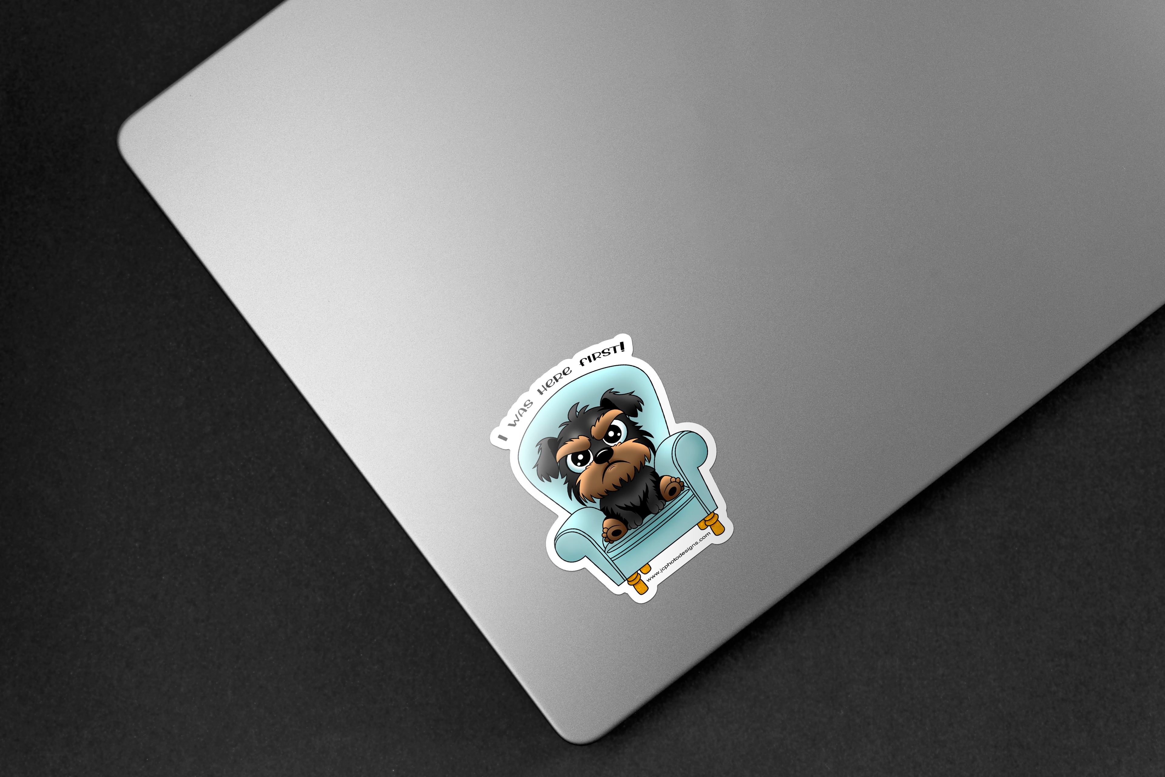 Grumpy Dog was Here First Sticker - Hand-Drawn Vinyl Decal