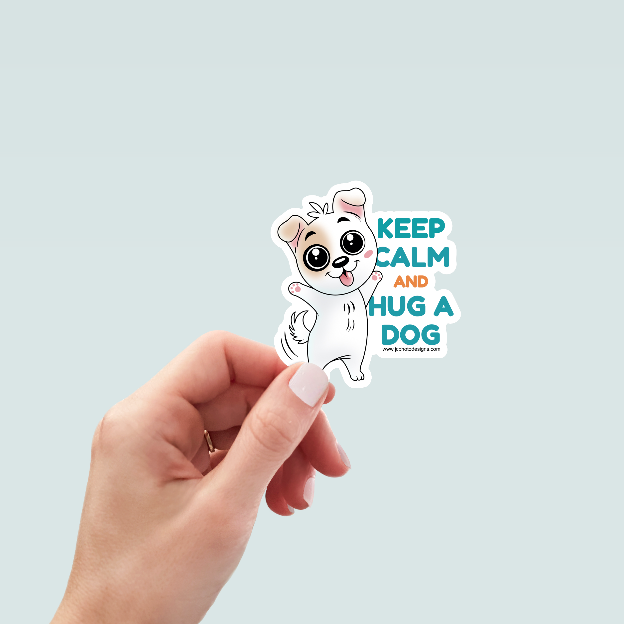Hug a Dog Sticker - Hand-Drawn Vinyl Decal