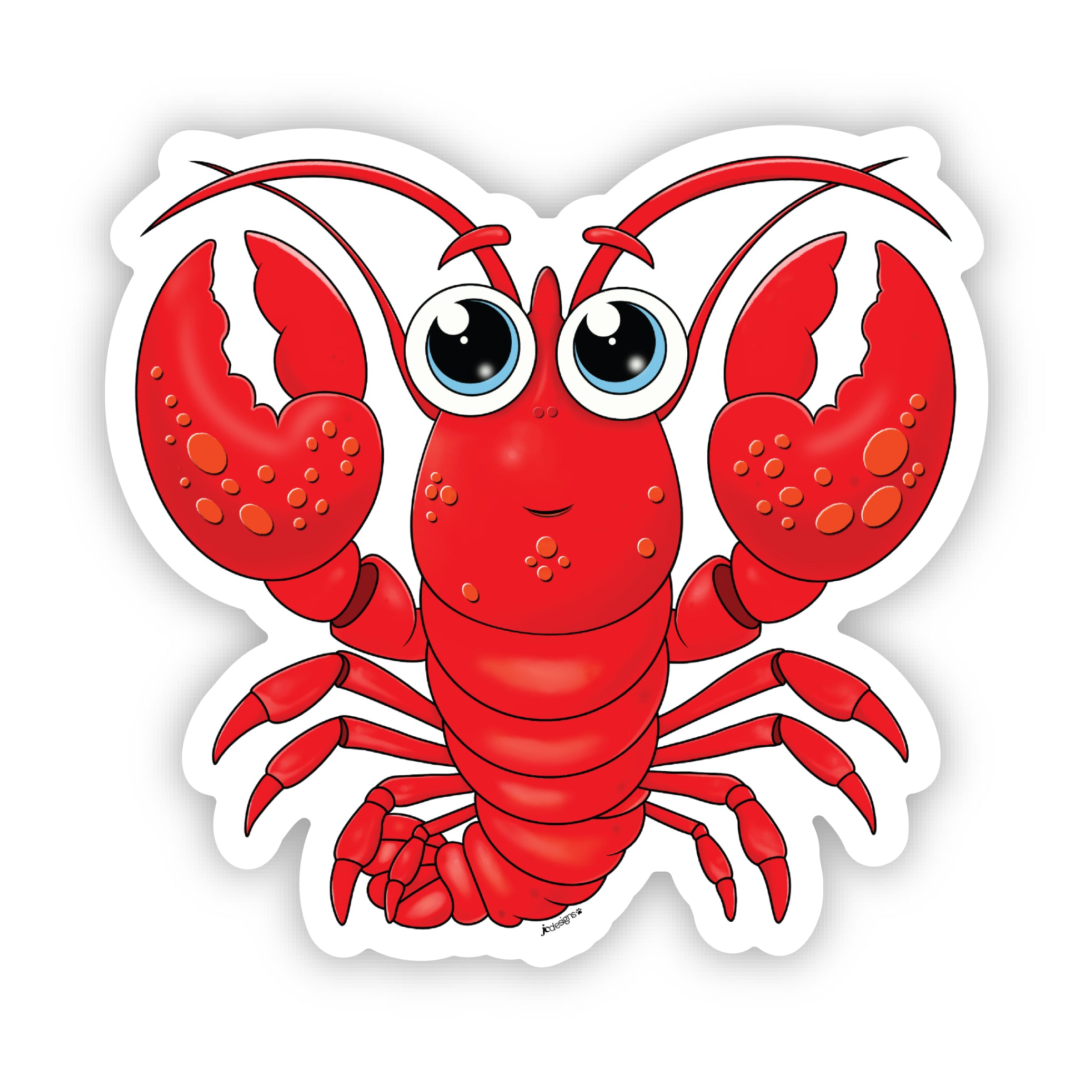 Cheerful Red Lobster Sticker - Hand-Drawn Vinyl Decal