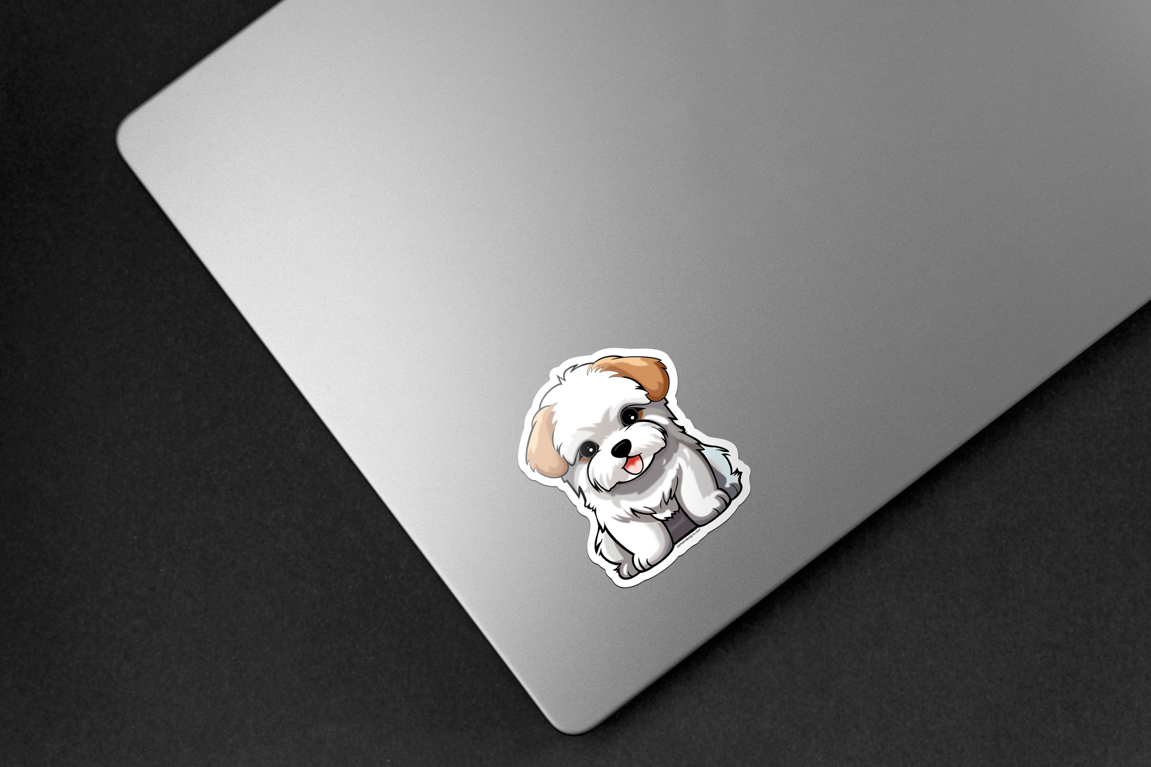 Maltese Dog Sticker - Hand-Drawn Vinyl Decal