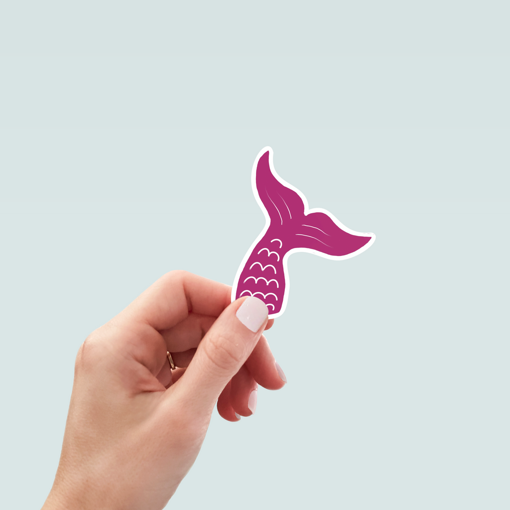 Pink Mermaid Tail Sticker - Hand-Drawn Vinyl Decal