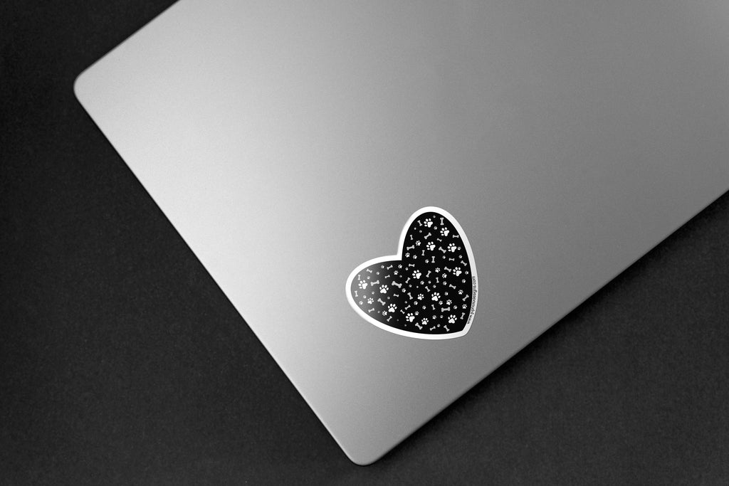 Black Heart Dog Sticker - Hand-Drawn Vinyl Decal