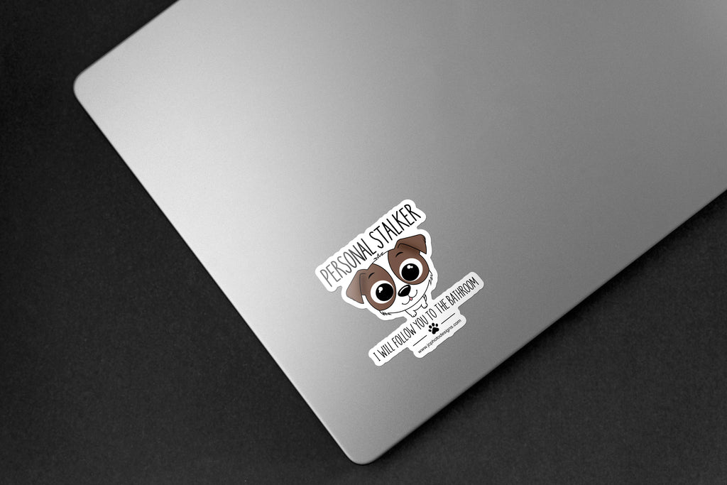 Personal Stalker Dog Sticker - Hand-Drawn Vinyl Decal