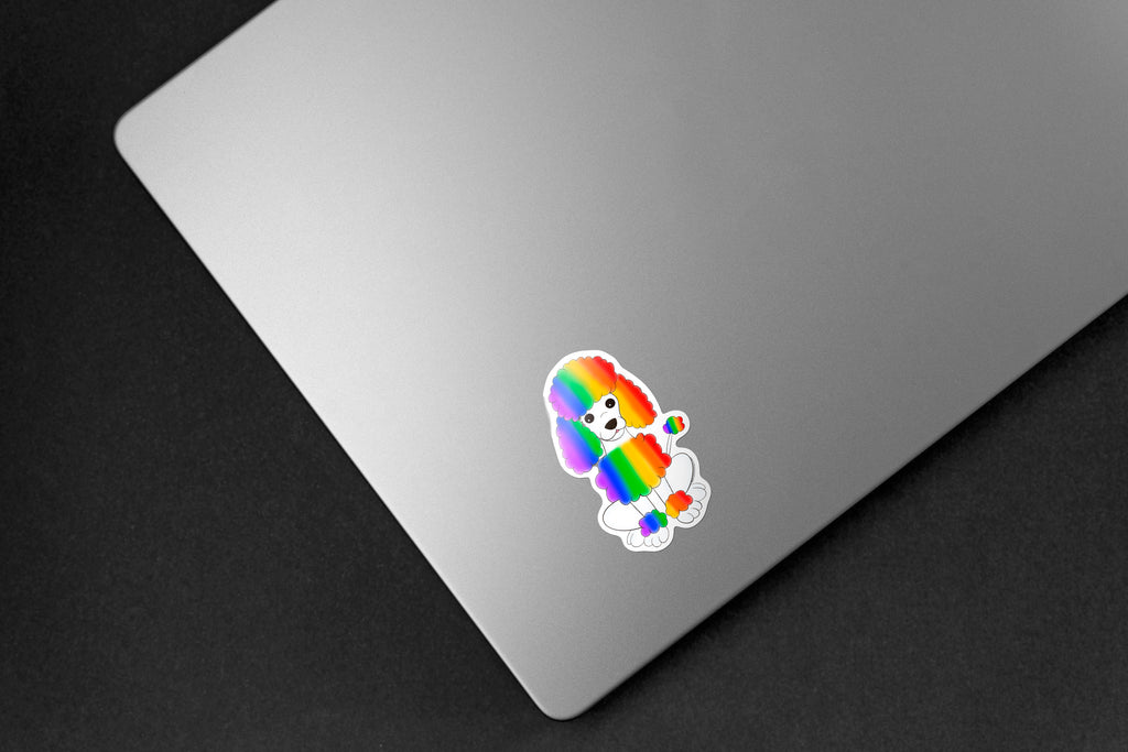 Pride Rainbow Poodle Dog Sticker - Hand-Drawn Vinyl Decal