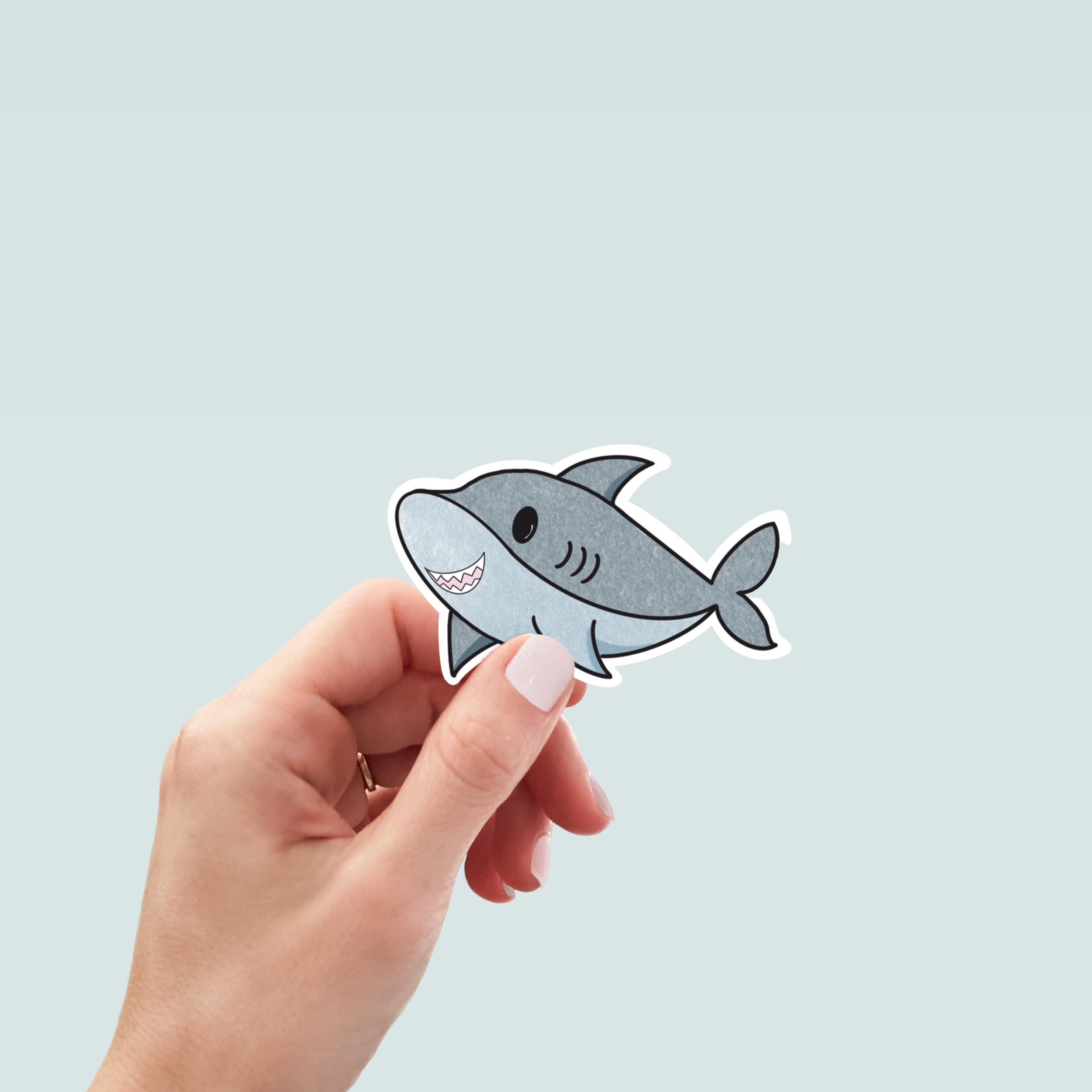 Gray Shark Sticker - Hand-Drawn Vinyl Decal