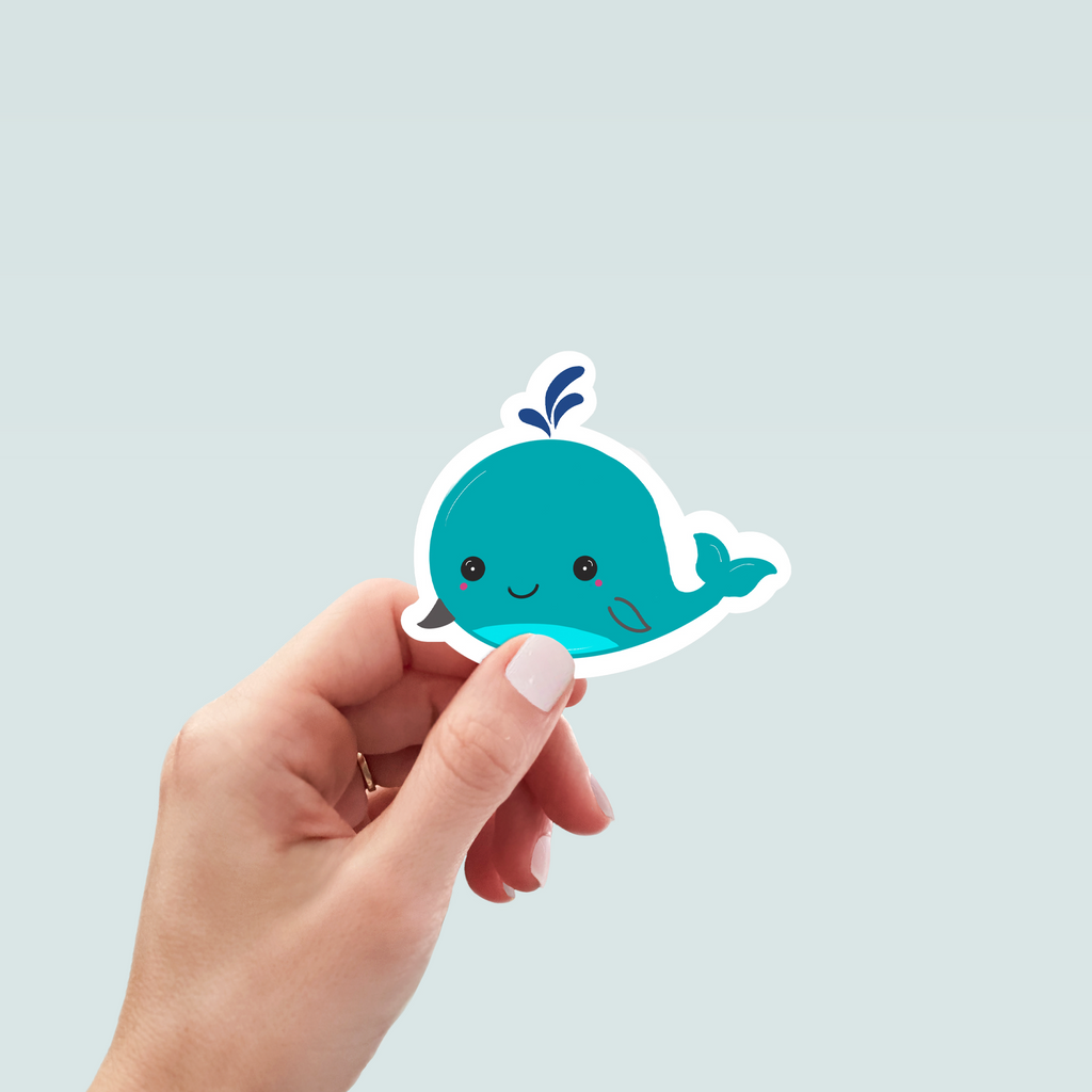 Blue Whale Sticker - Hand-Drawn Vinyl Decal