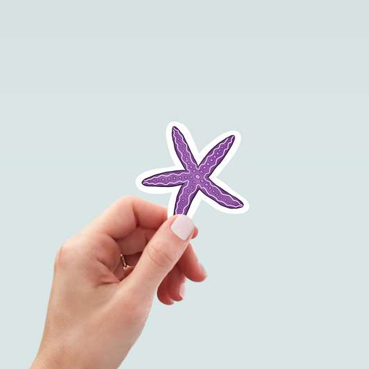 Vibrant Purple Starfish Art Decal Stickers, Funny Handmade Cute Gift