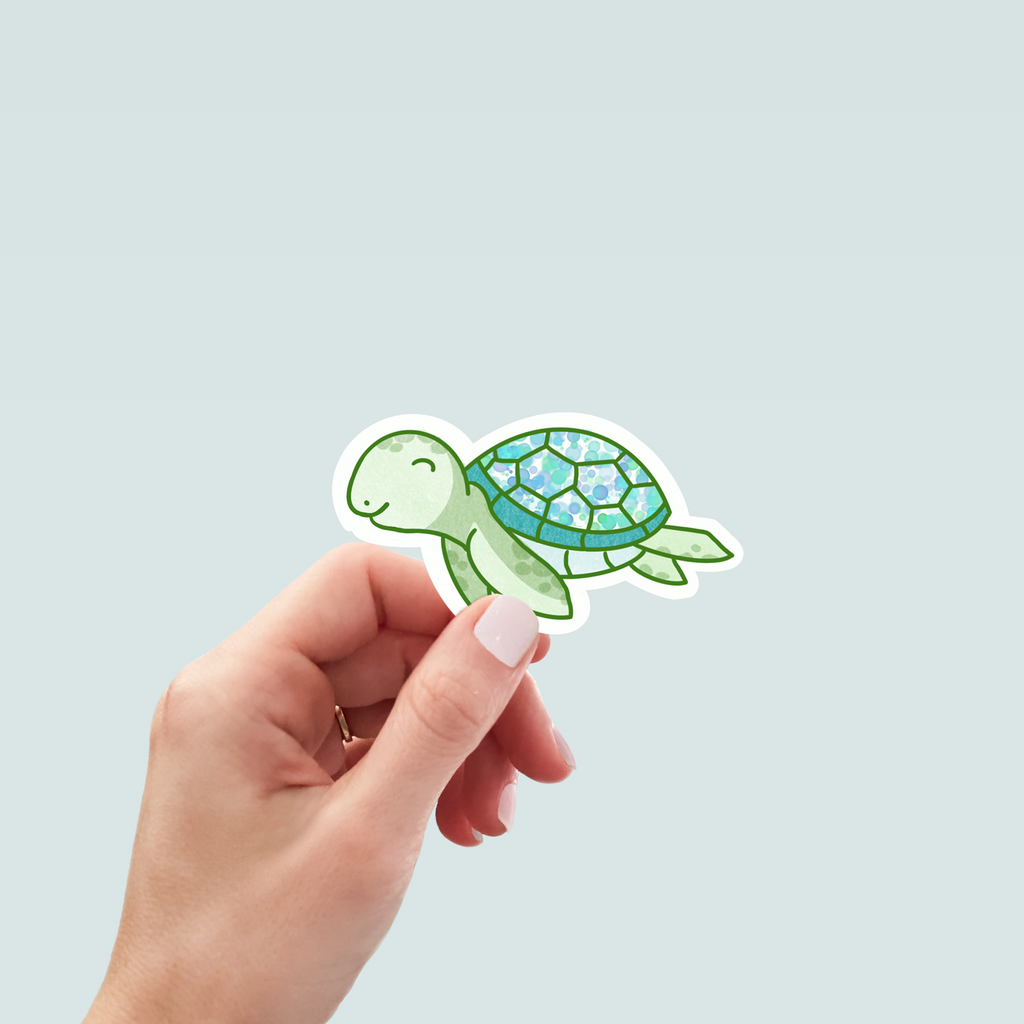 Green Sea Turtle Sticker - Hand-Drawn Vinyl Decal