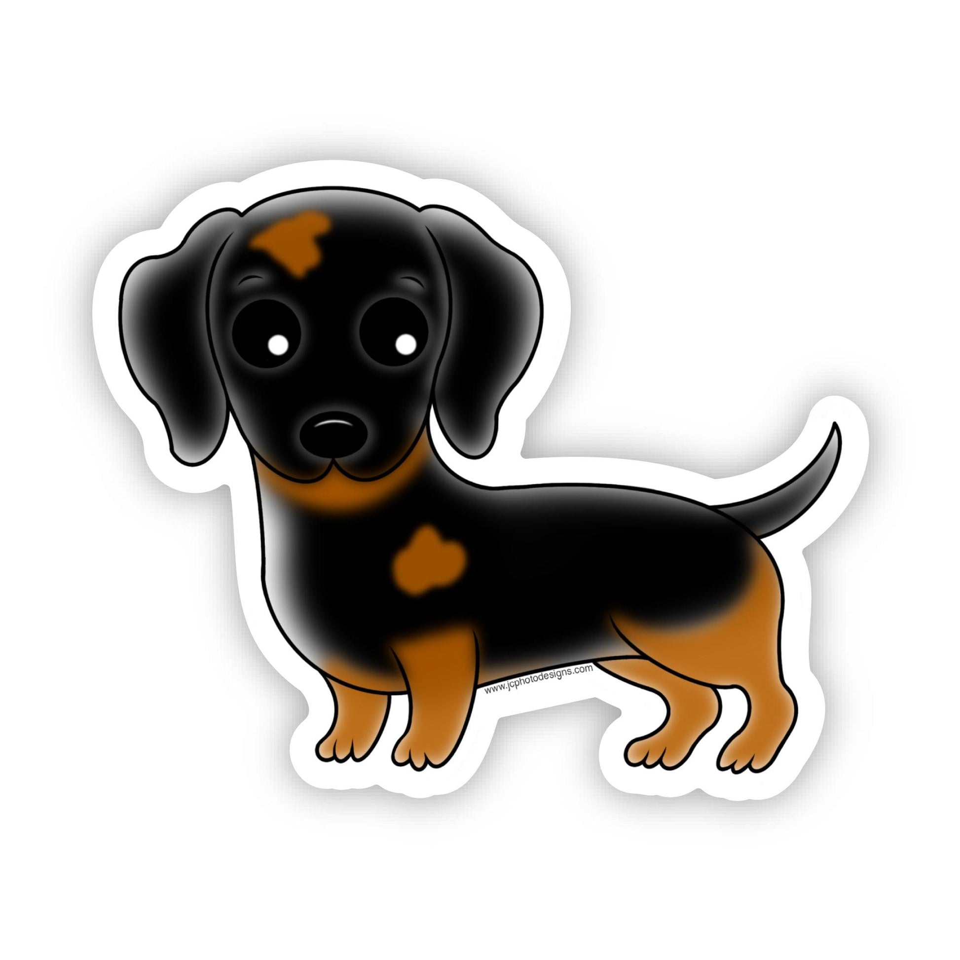 Adorable Black and Tan Dachshund Sticker - Cute Dog Sticker - JC Designs