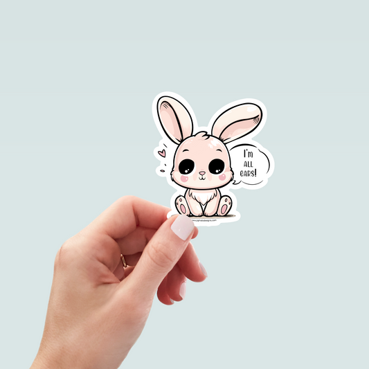 I'm All Ears Bunny Rabbit Art Decal Stickers, Funny Handmade Cute Gift for Pet Lovers