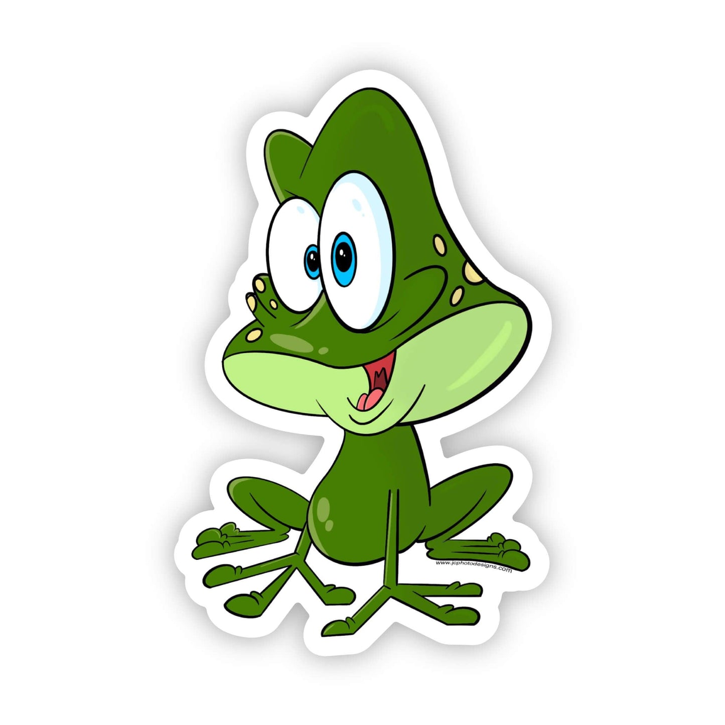 Animated Green Frog Sticker - Playful Cartoon Amphibian Sticker - JC Designs