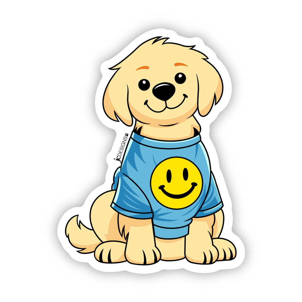 Happy Golden Retriever Sticker - Hand-Drawn Vinyl Decal