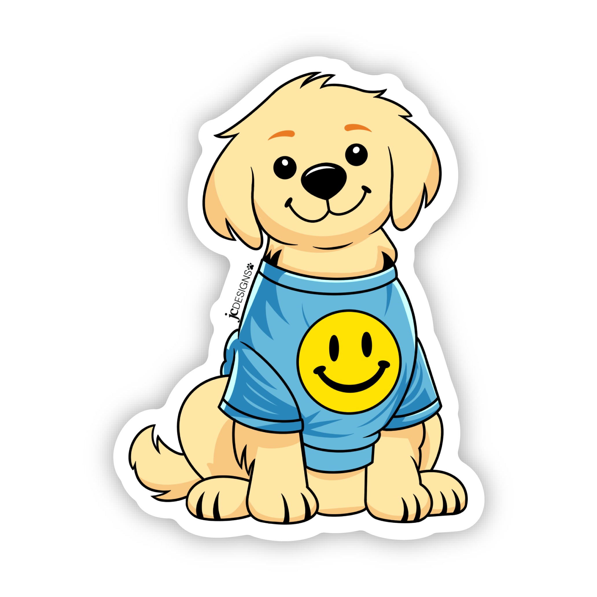 Happy Golden Retriever Sticker - Hand-Drawn Vinyl Decal