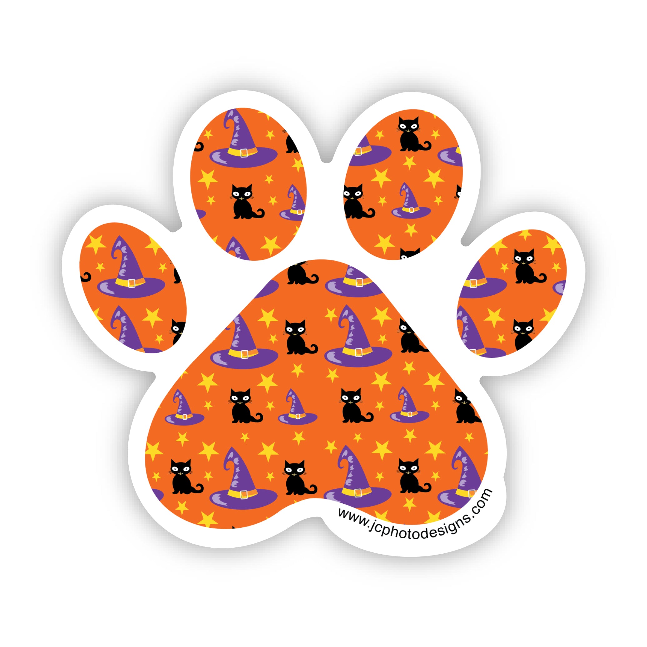 Halloween Witch Dog Sticker - Hand-Drawn Vinyl Decal