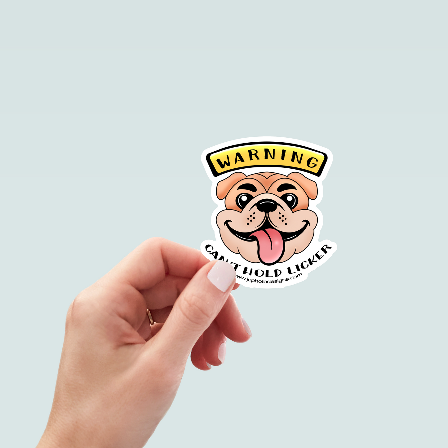 Can't Hold Licker Bulldog Dog Art Decal Stickers, Funny Handmade Cute Gift for Pet Lover