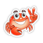 Cheerful Crab Peace Sign Sticker - Vibrant Aquatic Creature Sticker - JC Designs