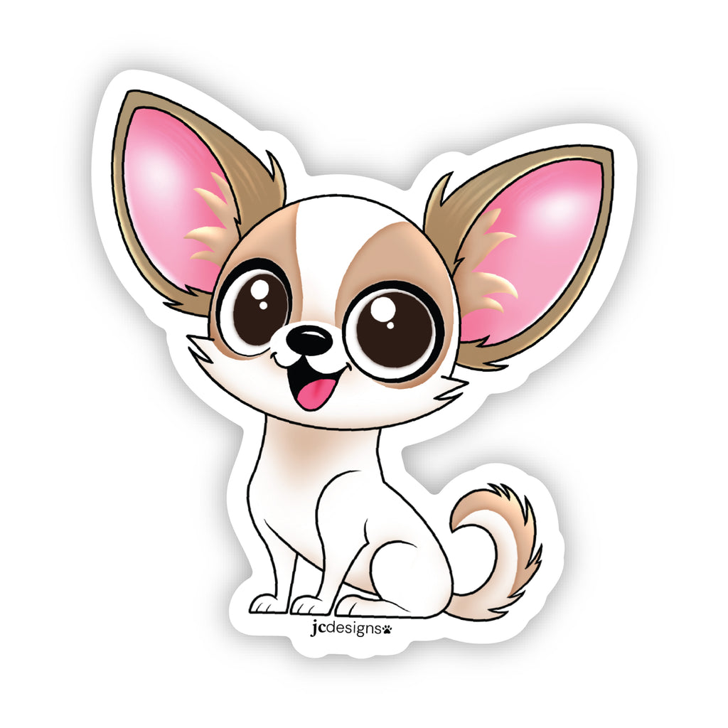 White Tan Chihuahua Dog Sticker - Hand-Drawn Vinyl Decal