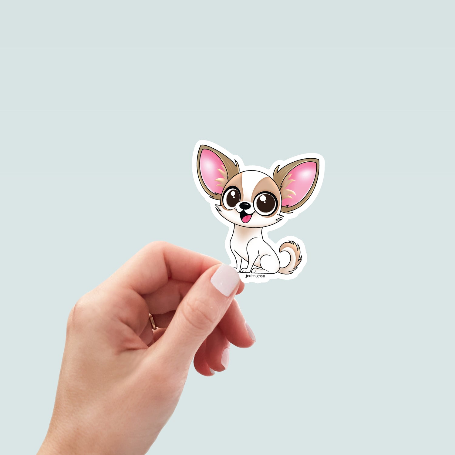 White and Tan Chihuahua Dog Sticker - Vinyl Die Cut Waterproof 3 Inch