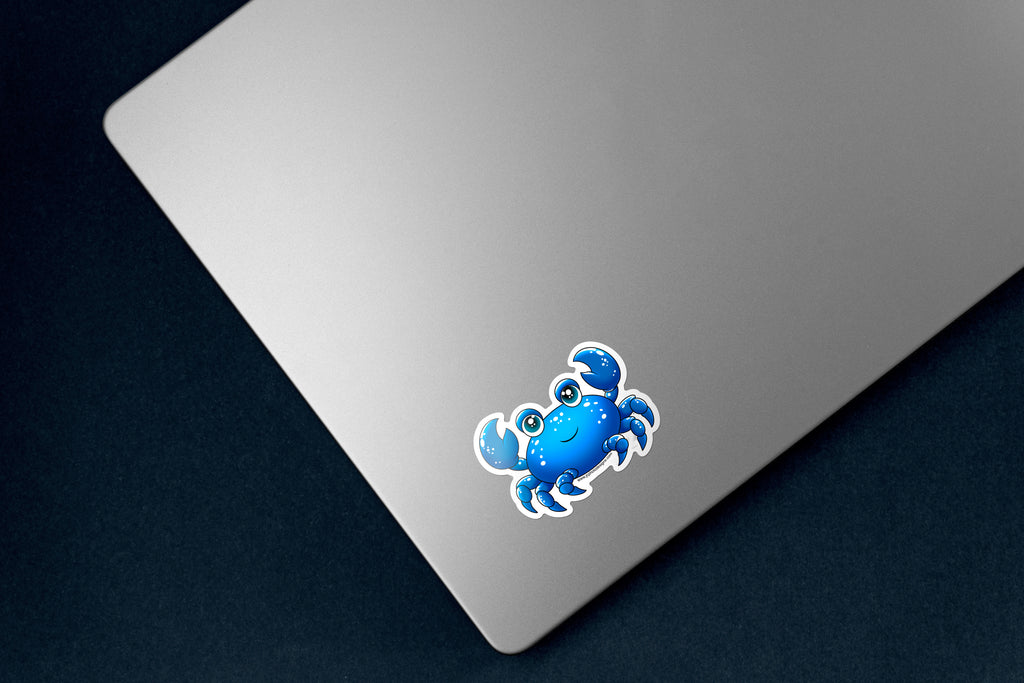 Blue Crab Sticker - Hand-Drawn Vinyl Decal