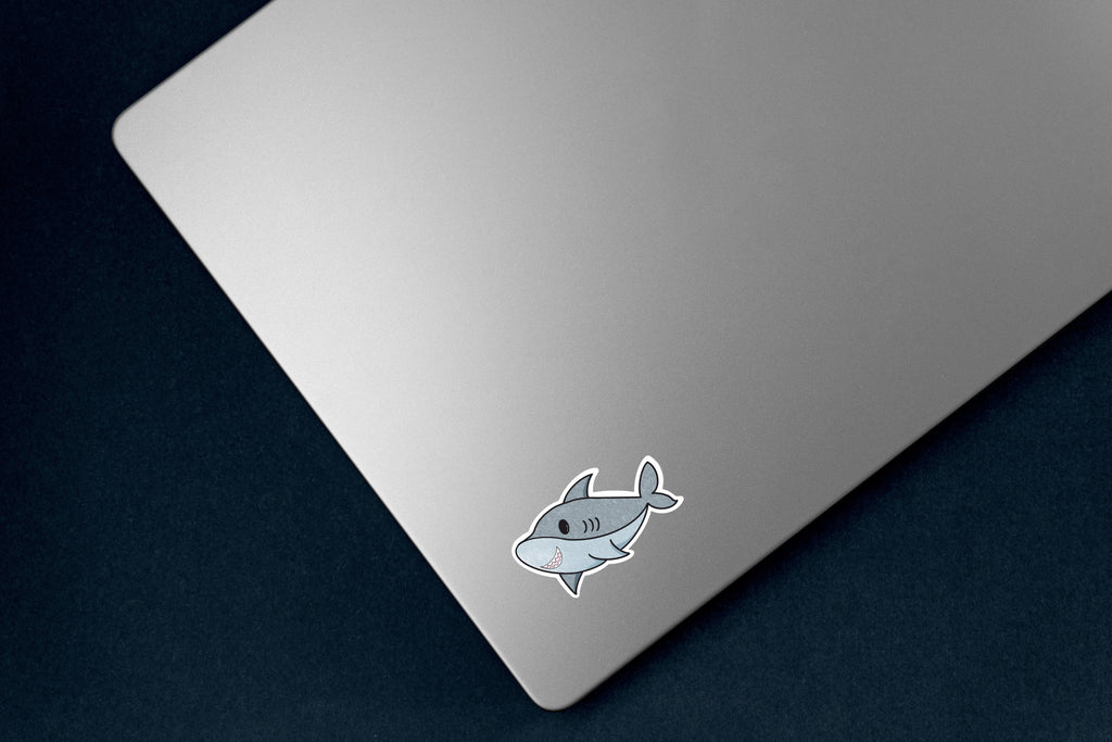 Gray Shark Sticker - Hand-Drawn Vinyl Decal