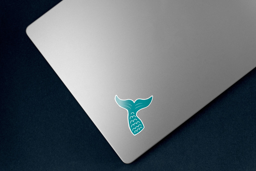 Teal Mermaid Tail Sticker - Hand-Drawn Vinyl Decal