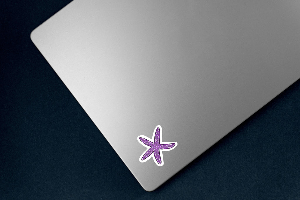 Purple Starfish Sticker - Hand-Drawn Vinyl Decal