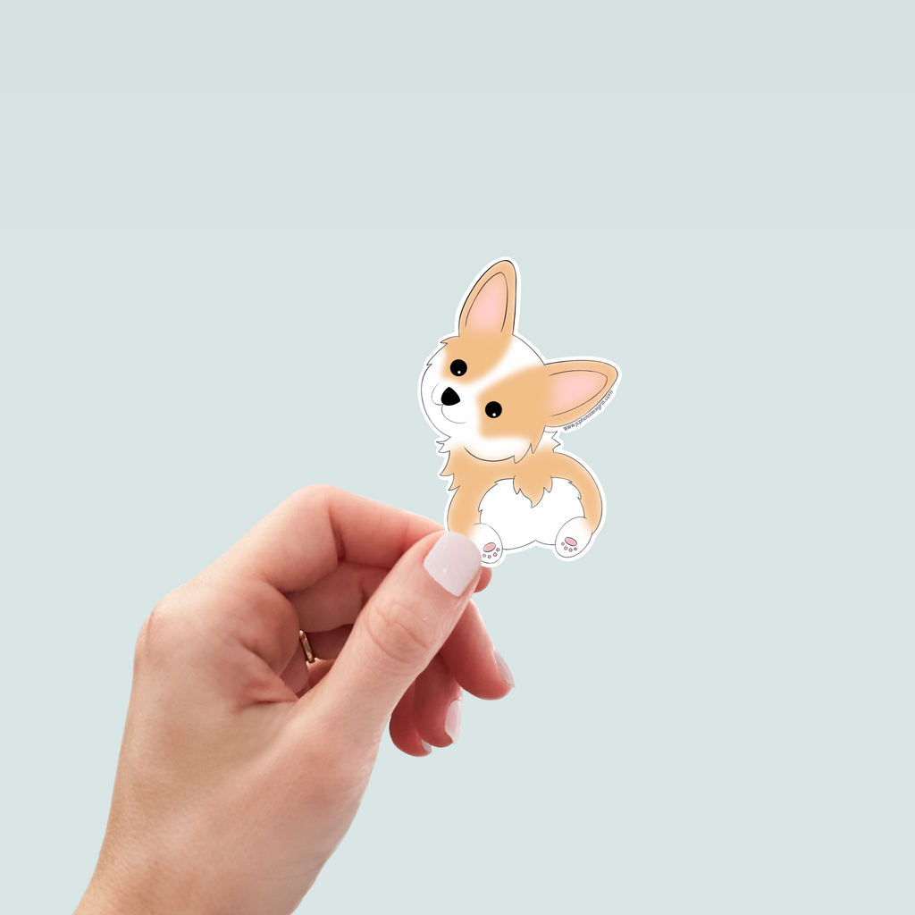 Corgi Butt Dog Sticker - Hand-Drawn Vinyl Decal