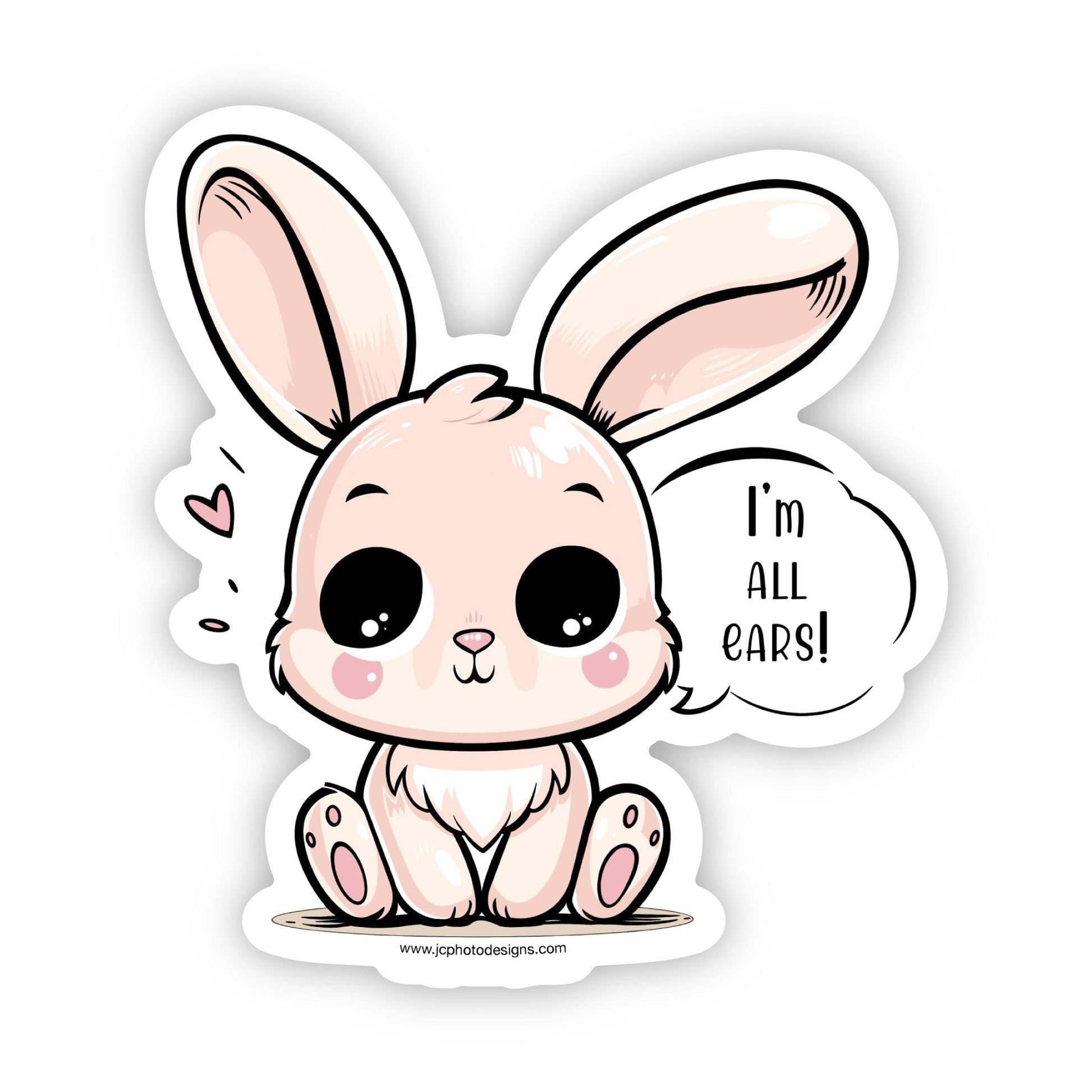 Cute ‘I’m All Ears’ Bunny Sticker - Adorable Rabbit Sticker - JC Designs