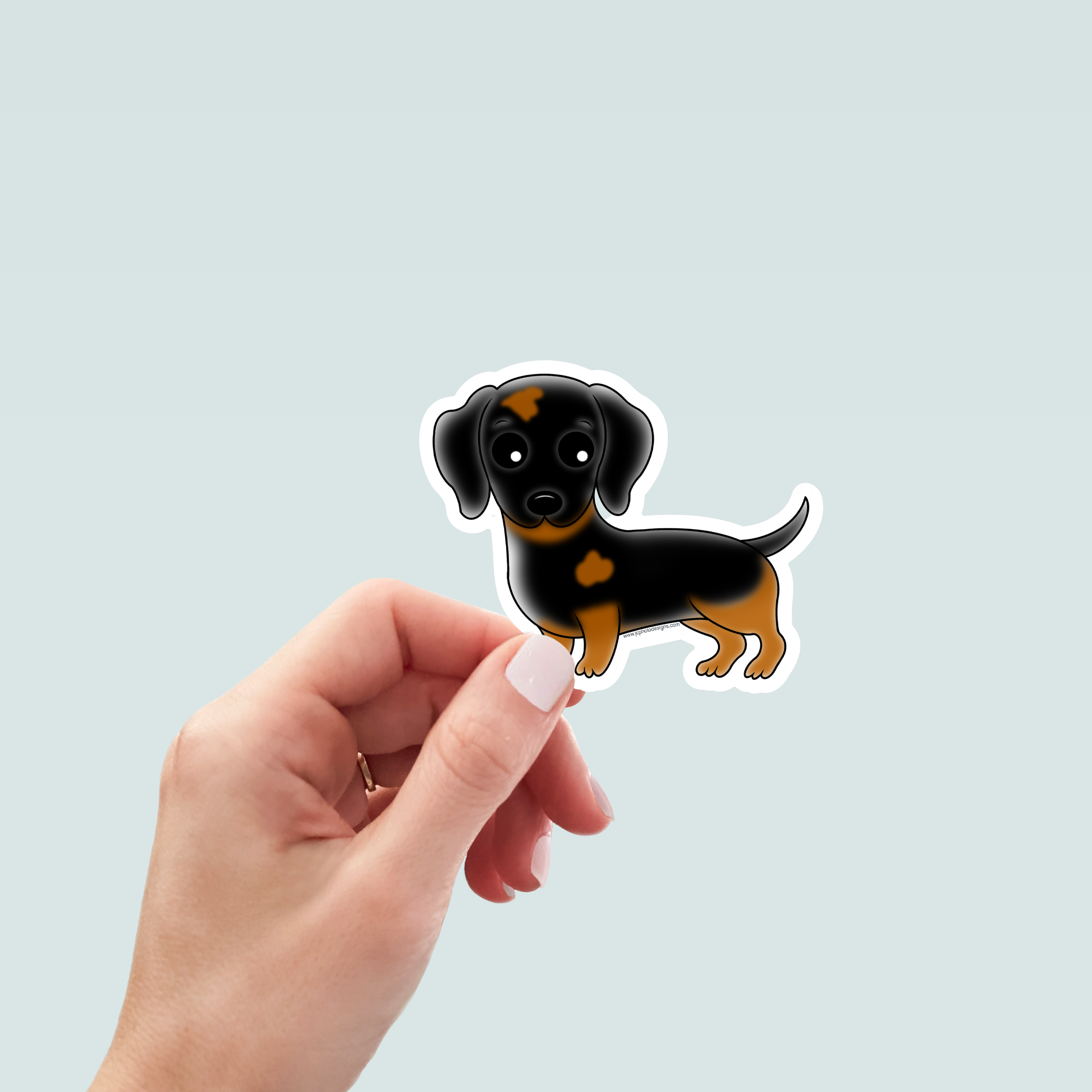 Black Tan Dachshund Dog Sticker - Hand-Drawn Vinyl Decal